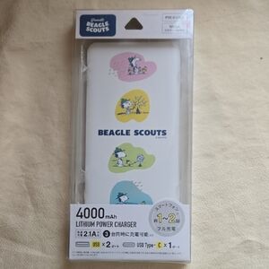 SNOOPY JAPAN Camp-themed 4000mAh Lithium Power Charger/Bank USB-C - NEW